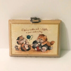 Vintage 1981 Hallmark Plaque Lifes A Tickle Hanging Cat  Wall Art
